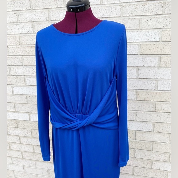 Eloquii Blue Cocktail Midi Dress Long Sleeves Size 16 - Picture 10 of 11